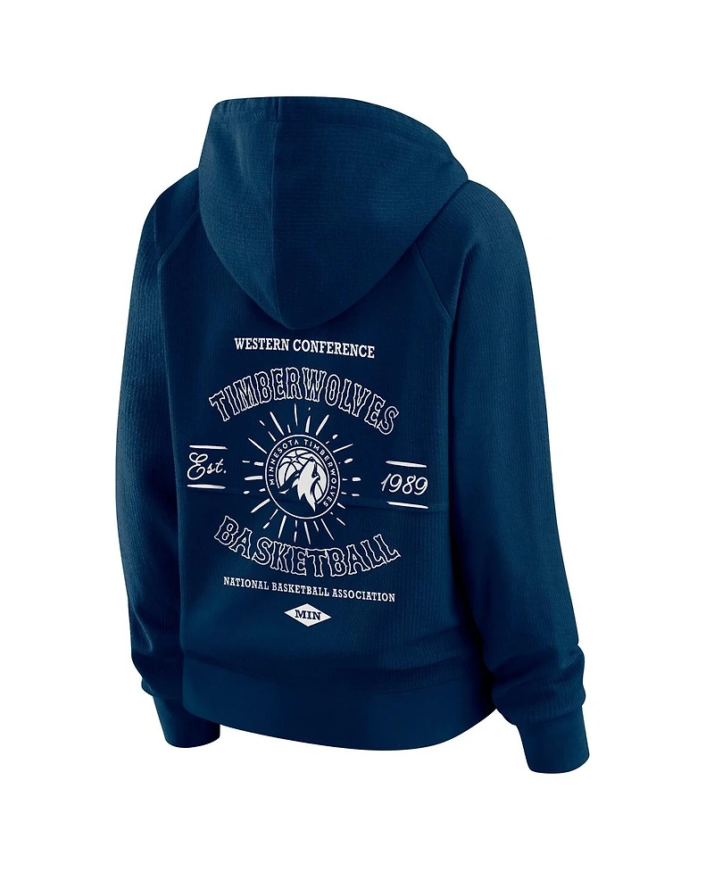 Wear by Erin Andrews Women's Navy Minnesota Timberwolves Full-Zip Raglan Hoodie