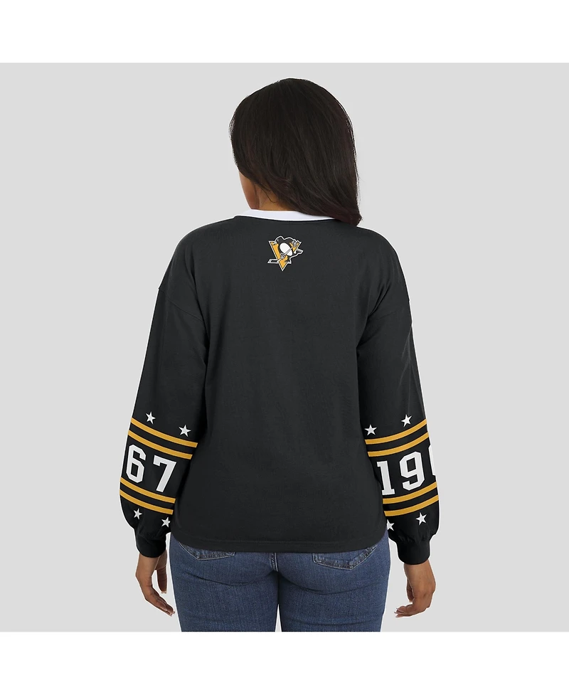 Wear by Erin Andrews Women's Black Pittsburgh Penguins Long-Sleeve Sport T-Shirt