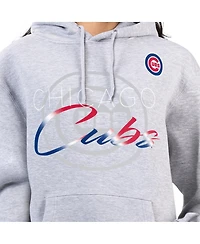 G-iii 4Her by Carl Banks Women's Heather Gray Chicago Cubs Shadow Logo Graphic Pullover Hoodie