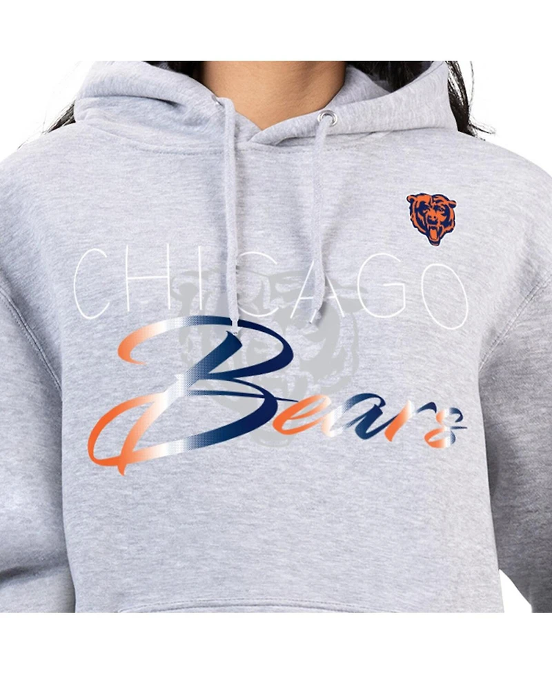 G-iii 4Her by Carl Banks Women's Gray Chicago Bears Shadow Logo Fleece Pullover Hoodie