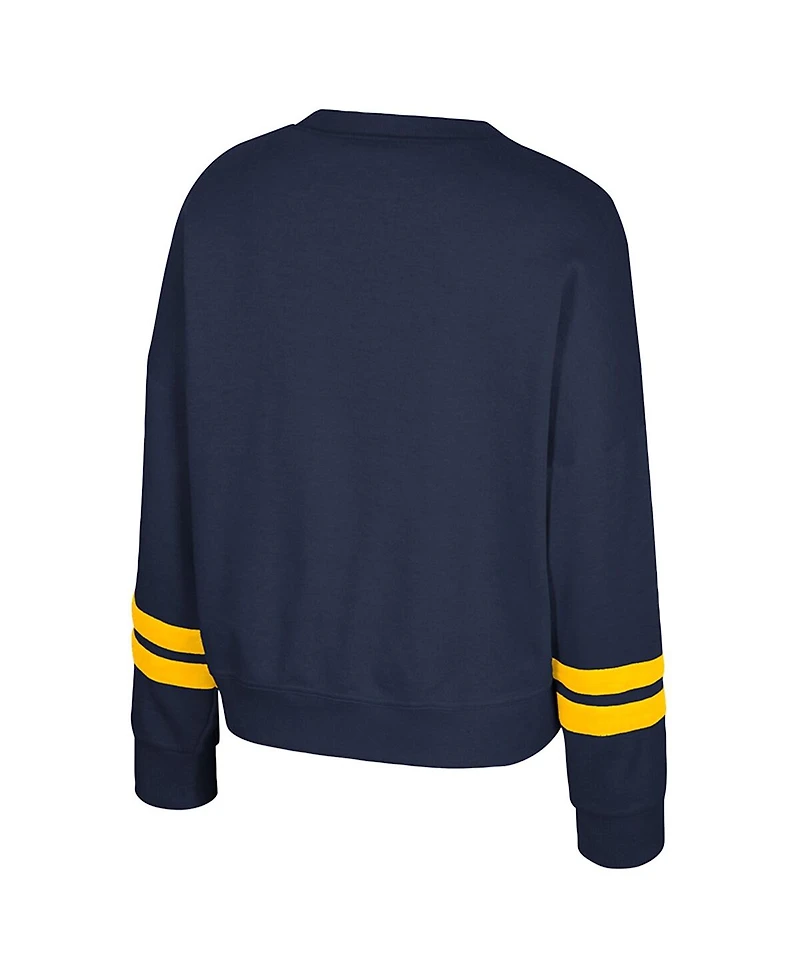 Colosseum Women's Navy Michigan Wolverines Splashy Crewneck Fleece Sweatshirt
