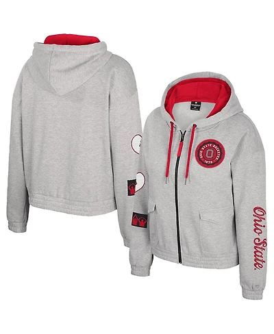Colosseum Women's Gray Ohio State Buckeyes Alfie Full-Zip Hoodie Jacket