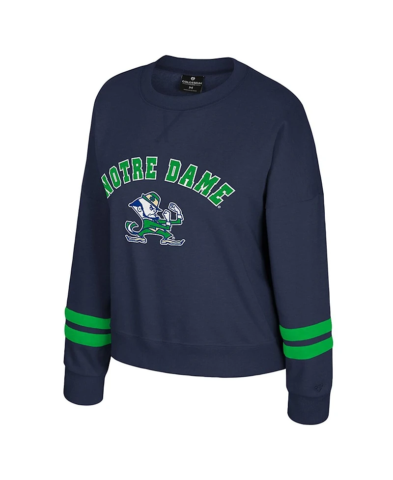 Colosseum Women's Navy Notre Dame Fighting Irish Splashy Crewneck Fleece Sweatshirt