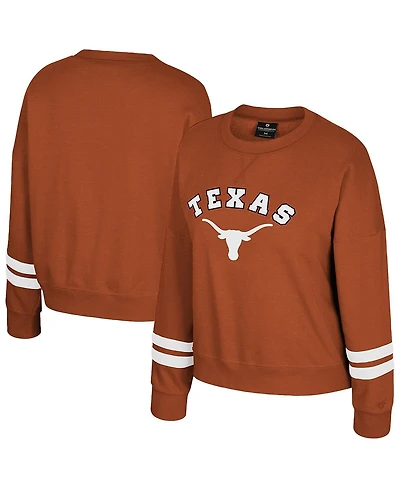 Colosseum Women's Texas Orange Longhorns Splashy Crewneck Fleece Sweatshirt