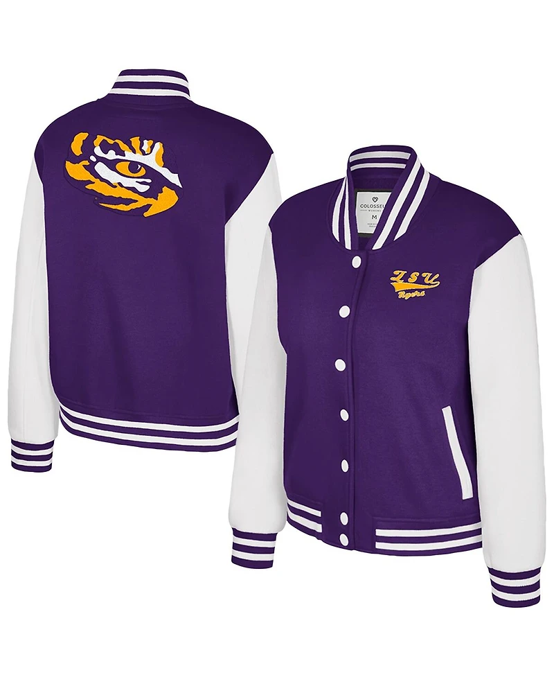 Colosseum Women's Purple Lsu Tigers French Baguette Full Snap Fleece Jacket