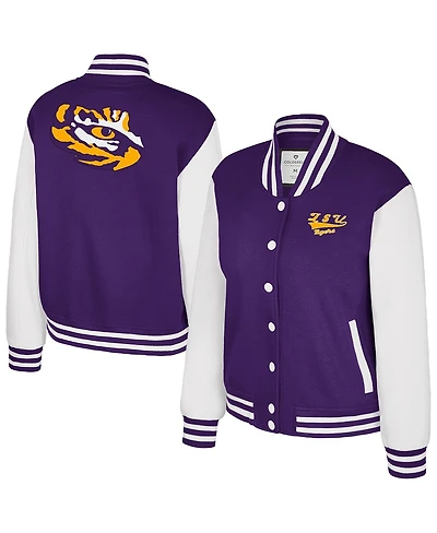Colosseum Women's Purple Lsu Tigers French Baguette Full Snap Fleece Jacket