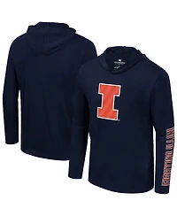 Colosseum Men's Navy Illinois Fighting Illini Color Pop Active Blend 2-Hit Long-Sleeve Hooded T-Shirt