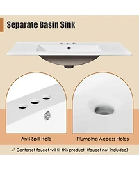 Casainc 36'' Bathroom Vanity with Top Sink, Mirror Cabinet Towel Bar, 2 Doors & 6 Drawers
