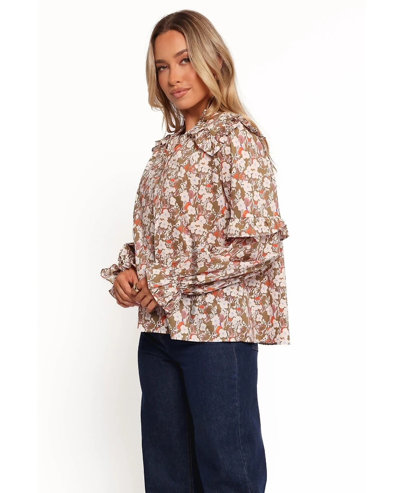 Petal and Pup Women's Selmah Long Sleeve Top - Cream Olive Orange