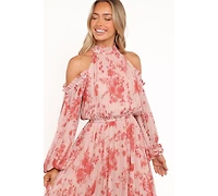 Petal and Pup Women's Hilary Pleated Maxi Dress - Red Floral