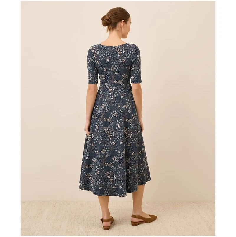 Pact Women's Organic Cotton Fit & Flare Scoop Midi Dress