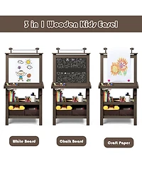 Kids Art Easel Double Sided Chalkboard Magnetic Whiteboard with Storage Tray