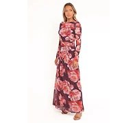Petal and Pup Women's Calypso Long Sleeve Maxi Dress - Burgundy Peony