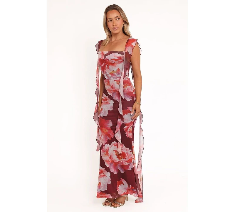 Petal and Pup Women's Chiara Maxi Dress - Burgundy Peony