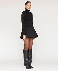 Avec Les Filles Women's Mock Neck Mini Dress