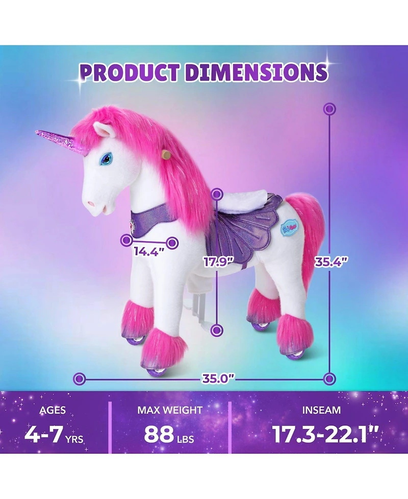 PonyCycle Model Y Pink/Purple Unicorn Rideable Toy for Age 4