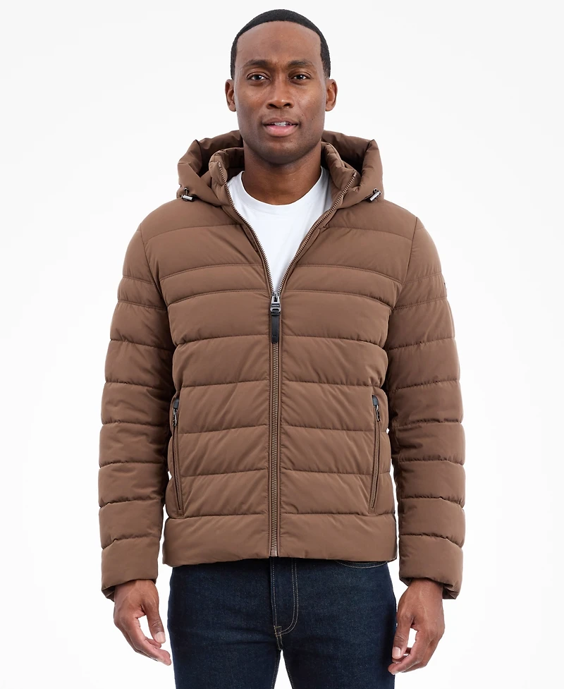 Michael Kors Men's Dressy Hooded Stretch Packable Jacket