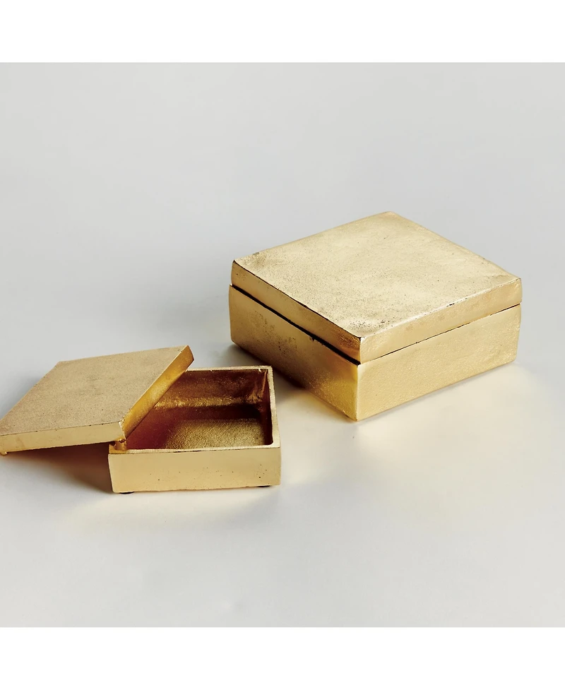 Napa Home & Garden Cressida Lidded Boxes, Set of 2 - Gold Aluminum Storage