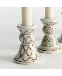 Province Mini Taper Holders, Set of 4 - Brown & White