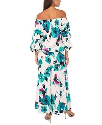 Vince Camuto Womens Cropped Wide Leg Pants Off The Shoulder Bubble 3 4 Sleeve Tie Front Blouse