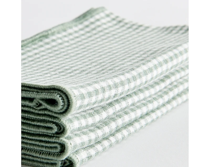 Napa Home & Garden 18" Vibrant Green Plaid Cotton Dinner Napkins Set of 4 for Dining & Table Decor