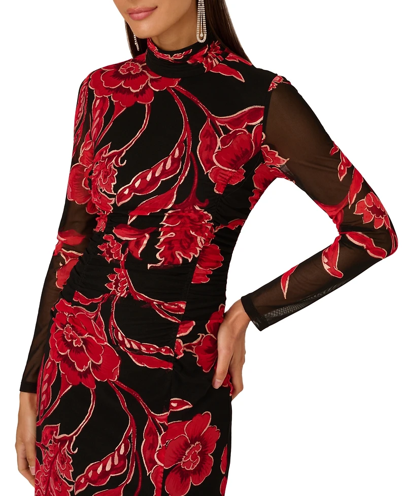 Adrianna Women's Mock Neck Ruched Maxi Dress