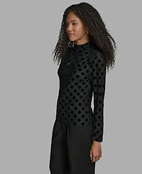 Bcbg Women's Polka Dot Print Long Sleeve Blouse