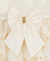 Rare Editions Baby Girls 2-Piece Satin Bodice 3D Flower Jacket Dress and Diaper Cover Set