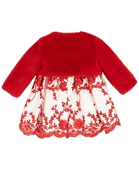 Rare Editions Baby Girls Satin Embroidered Bodice Jacket Dress