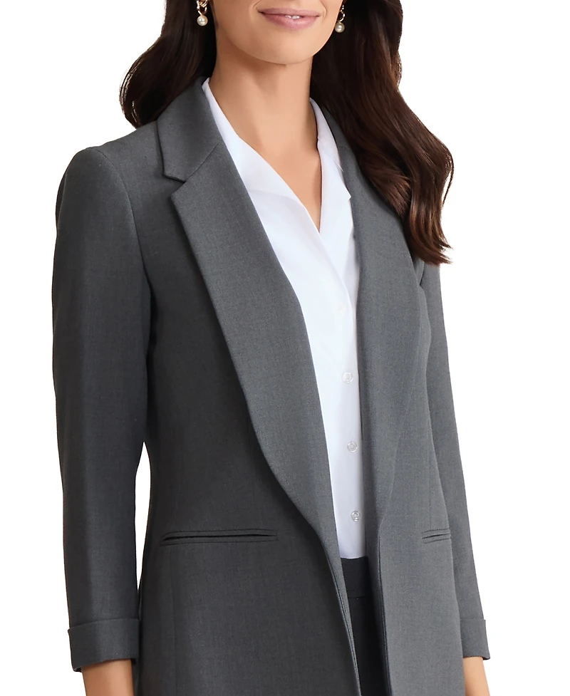 Jones New York Women's Notched Collar Jacket with Rolled Sleeves