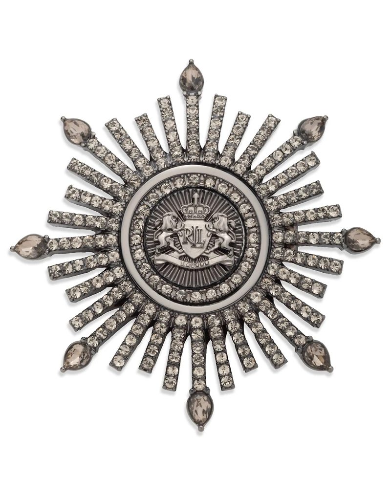 Lauren Ralph Two-Tone Crystal Crest Burst Pin