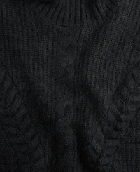I.n.c. International Concepts Petite Fringe-Trim Cable Knit Turtleneck Sweater, Macy's Exclusive