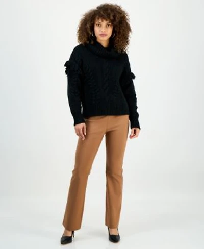 I.N.C. International Concepts Petite Fringe Trim Turtleneck Sweater Mid Rise Bootcut Pants Macys Exclusive