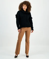 I.N.C. International Concepts Petite Fringe Trim Turtleneck Sweater Mid Rise Bootcut Pants Macys Exclusive