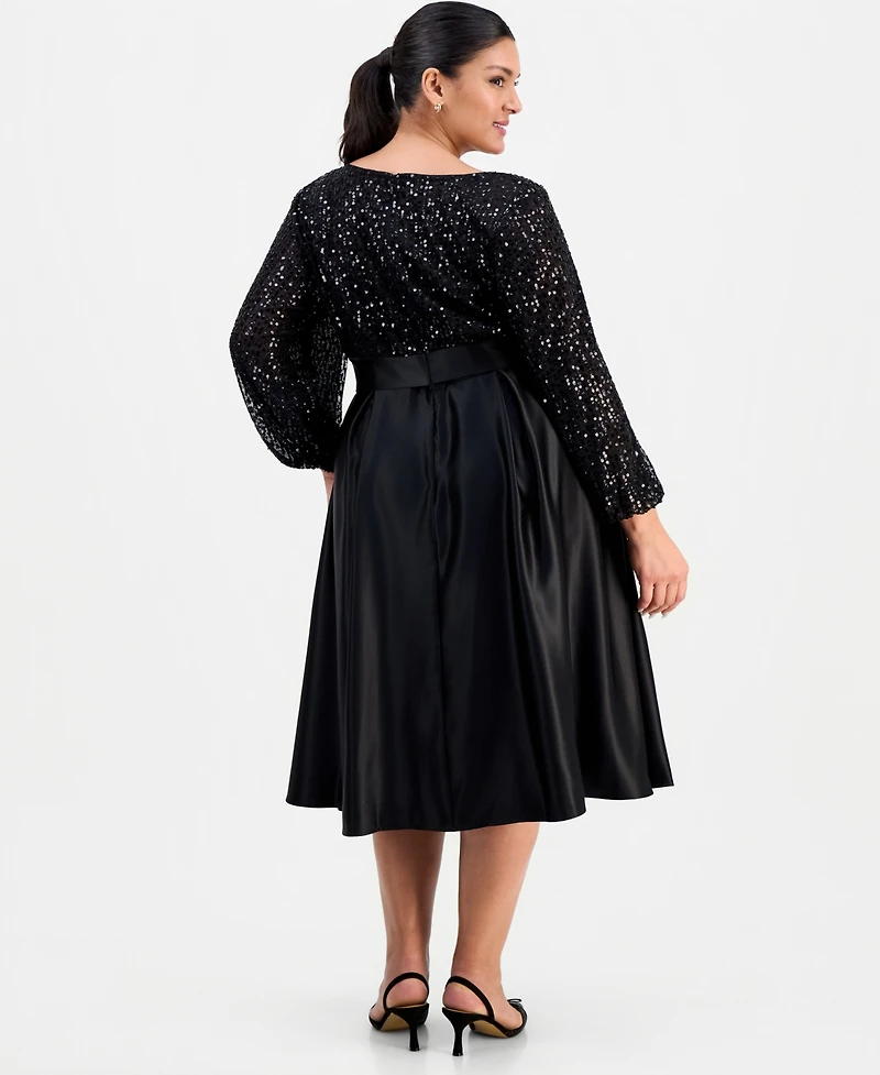 Alex Evenings Plus Sequin-Bodice Midi Dress