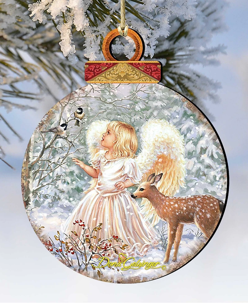 Designocracy Woodland Angel Deer Christmas Ornament