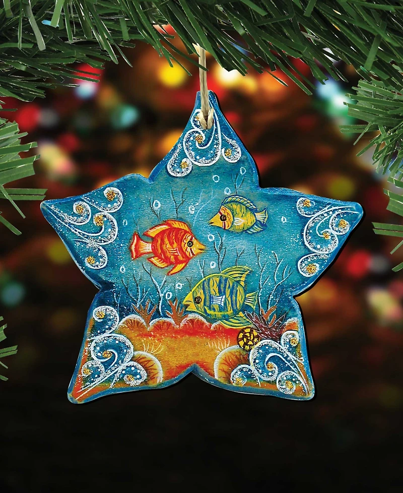 Designocracy Starfish Wooden Christmas Ornament