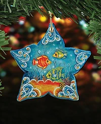Designocracy Starfish Wooden Christmas Ornament