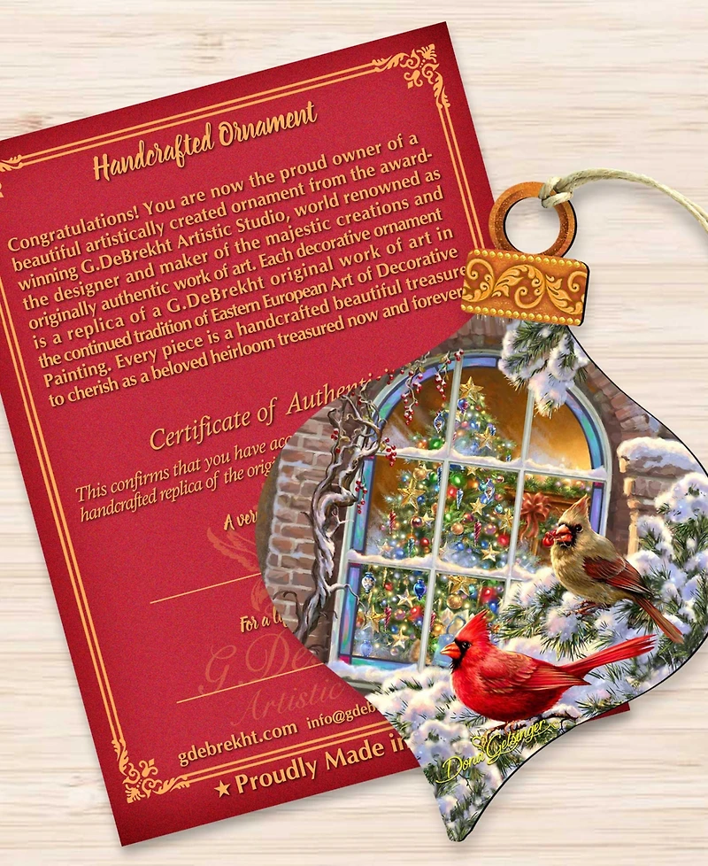 Designocracy Winter House Cardinals Holiday Ornament