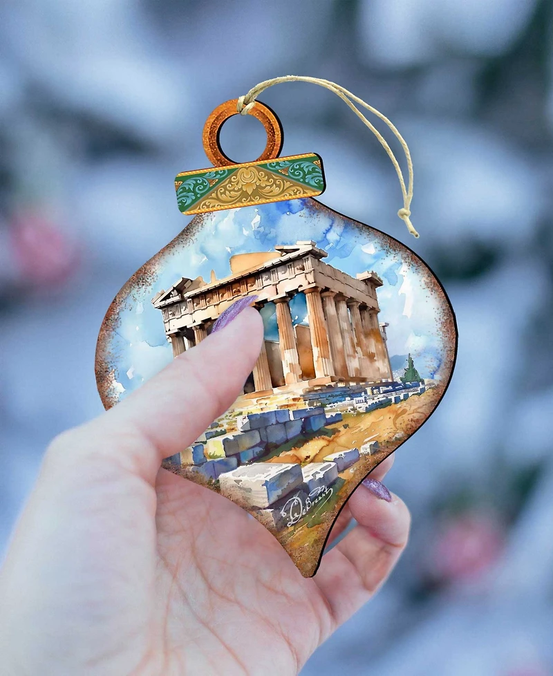 Designocracy Greece Inspired Santa Ornaments, Set of 3