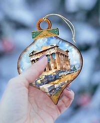 Designocracy Greece Inspired Santa Ornaments, Set of 3