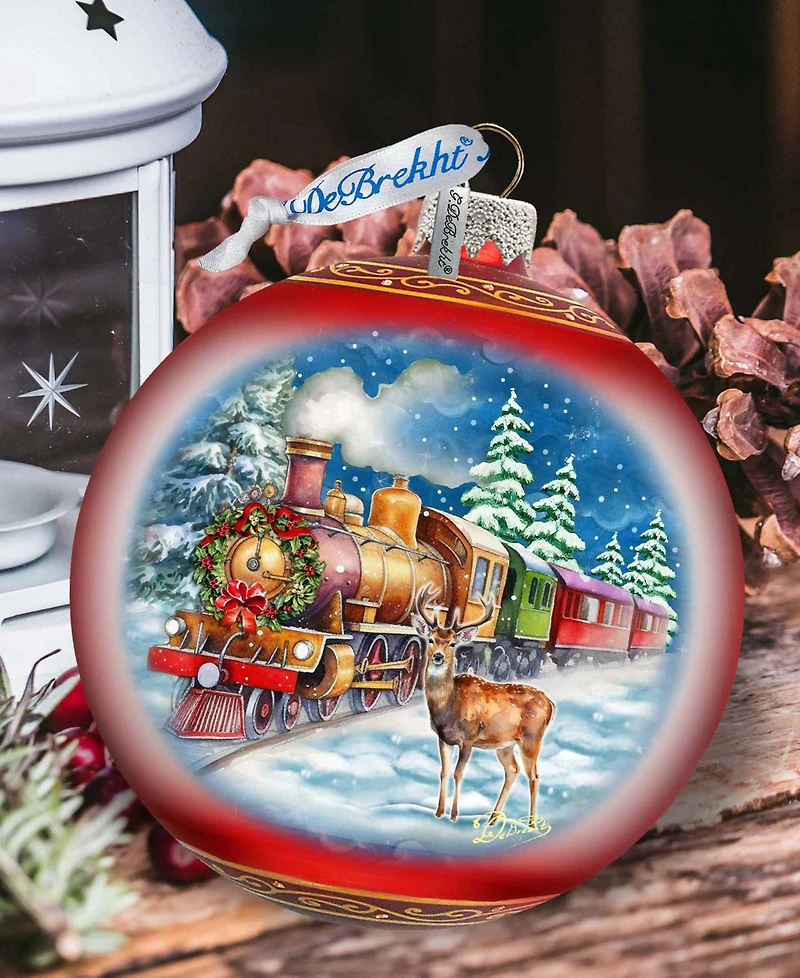 G. Debrekht Antler Express Le Glass Christmas Ornament