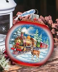 G. Debrekht Antler Express Le Glass Christmas Ornament