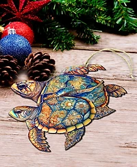 Designocracy Turtles Christmas Wooden Ornament