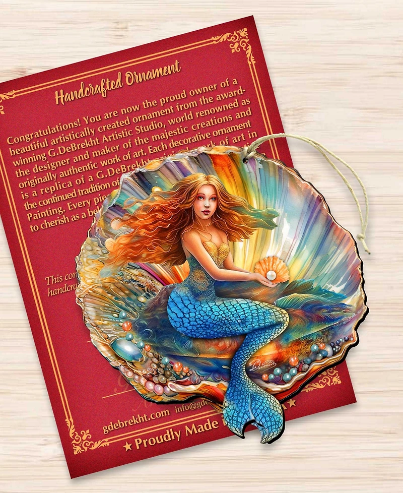 Designocracy Mermaid in the Shell Christmas Ornament