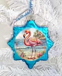 Designocracy Flamingo Christmas Glass Ornaments