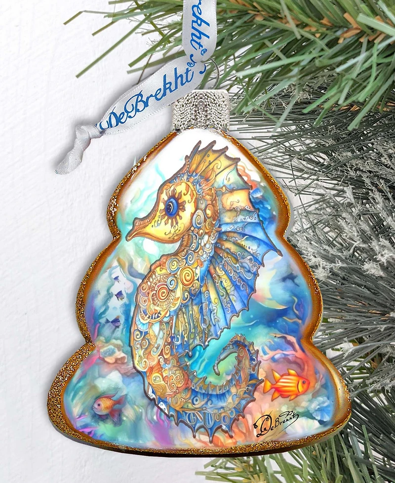Designocracy Seahorse Christmas Glass Ornaments