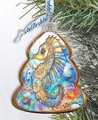 Designocracy Seahorse Christmas Glass Ornaments