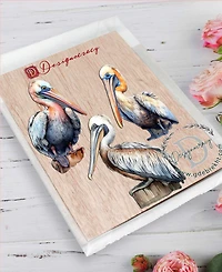 Designocracy Pelicans Christmas Wooden Ornaments, Set of 3