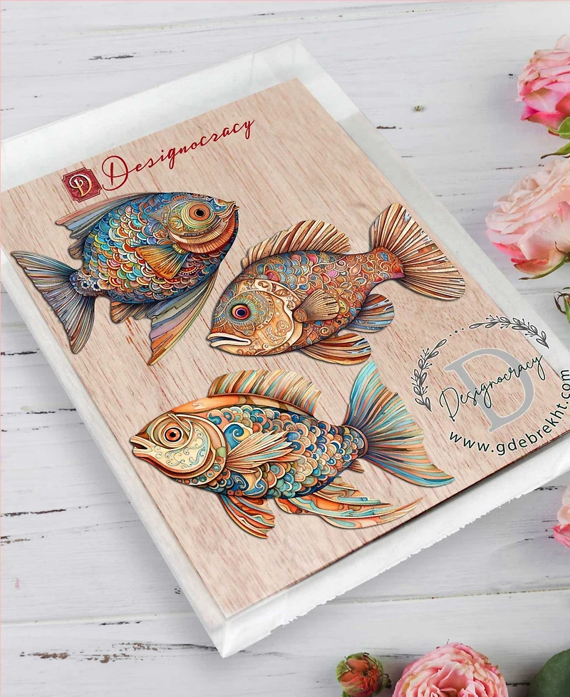 Designocracy Colorful Fish Holiday Ornaments, Set of 3